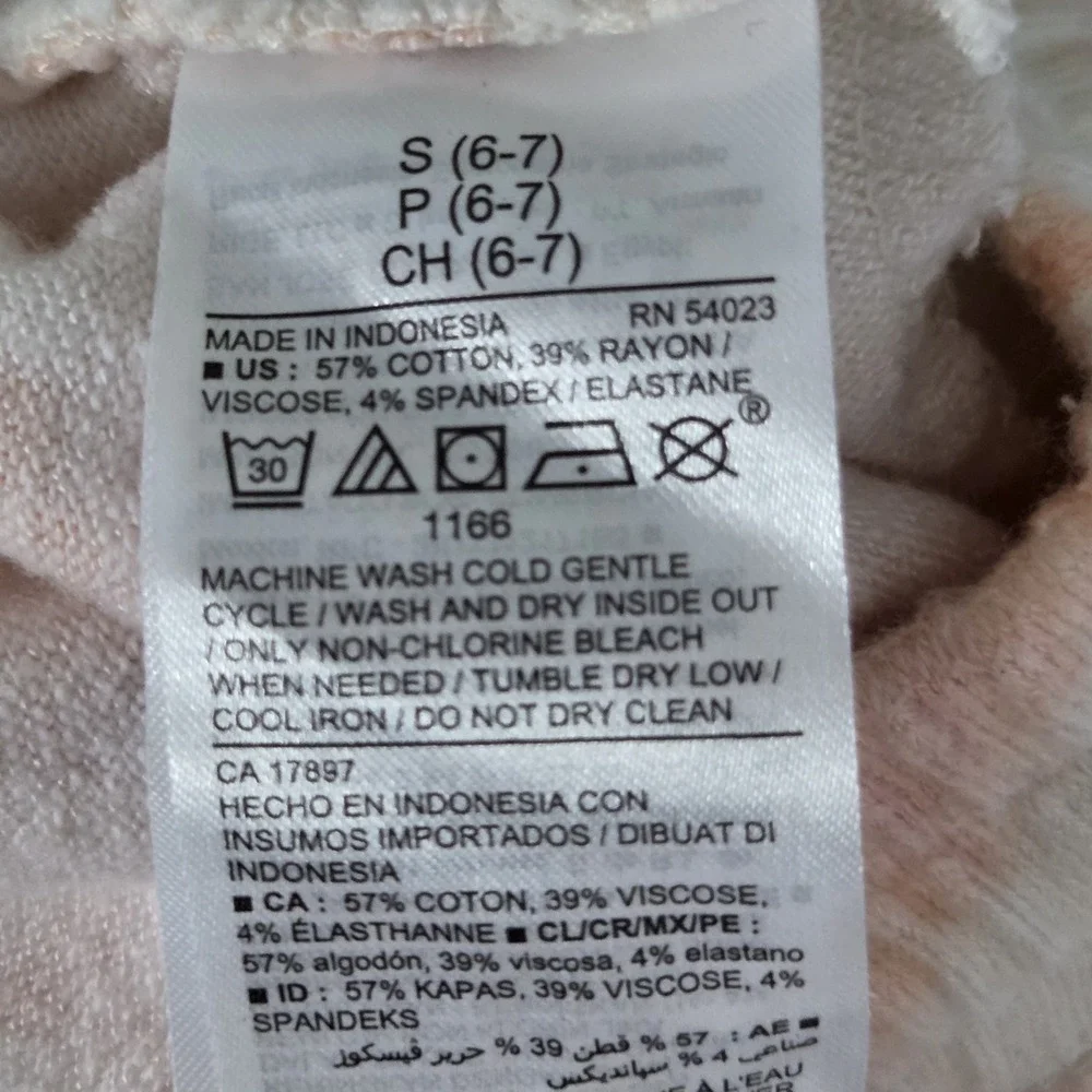Old Navy Girls Size Small Drawstring Pull On Fleece Jogger Pants Peach Tie Dye